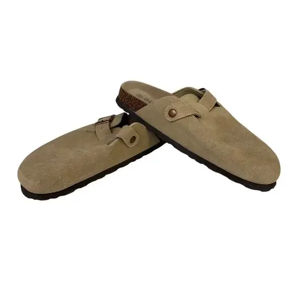 Odoly Womens Size 10 Brown Suede Clogs Sandals Closed Round Toe Slip On Shoes - Picture 4 of 8